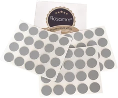 Adsamm® / 60 x dangteliai / šviesiai pilki / skersmuo 13 mm / apvalūs / 0,45 mm ploni lipnūs baldų pleistrai
