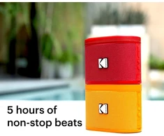 Kompiuterio kolonėlės Agfaphoto Kodak Soundbrix belaidis nešiojamas garsiakalbis, jungiasi iki 100 garsiakalbių - magnetinė dokas ir galingas 5w garsas - 3 valandų baterijos veikimo laikas - raudonas
