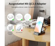 Aimtel Usb C įkrovimo stotelė, suderinama su Galaxy Watch ir mobiliuoju telefonu, 3 viename įkroviklis, skirtas Galaxy S25/s25+/s25 Ultra/s24/s23/s22/s21/s20/su Flip/su Fold, Galaxy Watch Ultra/7/6/5/4/3