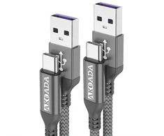 Akoada Usb Type C kabelis 5a, [2 vnt. po 1m] greito įkrovimo kabelis, skirtas Huawei P40 P30 P20 Pro P20 Mate 40 30 20 10 Pro Honor 10 V10 P10 Plus Mate 30 Pro ir kt. (pilkas)