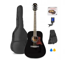 Akustinės gitaros rinkinys Max, derintuvas, dirželis / juoda