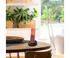 Alcatel E260 - Belaidis Dect telefonas - Kompaktiškas dizainas - Didelis apšviestas ekranas - Skambinimas laisvomis rankomis - Raudonas