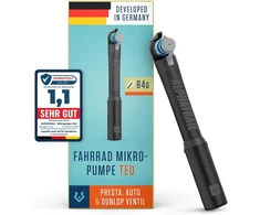 Alphatrail Ted Micro siurblys – visiems ventiliams 8,3 baro / 120 Psi maksimalus slėgis I efektyvi teleskopinė funkcija I Cnc apdirbtas aliuminio oro siurblys I dviračio siurblys prancūziškam ventiliui, automobilio ventiliui ir Dv