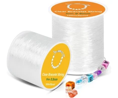 Alyvisun elastinė juostelė apyrankėms, 0,5 mm, 0,8 mm juostelė apyrankėms, tinkama pasidaryk pats papuošalų gamybai, vėriniams, apyrankėms, rankdarbiams (2 x 100 m/ritė)