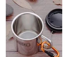Ambition Kempingo puodelis su dangteliu, 220-450 ml, nerūdijantis plienas