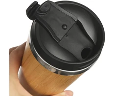 Ambition Nerūdijančio plieno ir bambuko puodelis su dangteliu, 450 ml