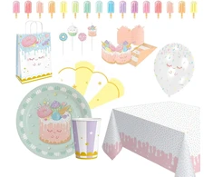 Amscan 9917840 Crazy Cake vakarėlio rinkinys, 56 dalys, vienkartiniai indai ir dekoracijos, vaikų gimtadienio vakarėlis
