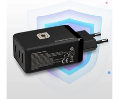 Ansta 65 W Usb įkroviklis su Gan technologija, 3 prievadų greitasis įkroviklis, C tipo įkrovimo adapteris/maitinimo šaltinis, suderinamas su Phone 12/12 Mini/12 Pro Max/11, Galaxy S21 Ultra/s21/s20, De, juodas