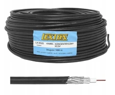 Anteninis kabelis 100m juodas Dvbt-2/sat Lexton antenos plonas koncentrinis