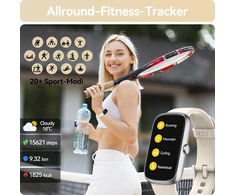 Anyloop fitneso apyrankė, 1.47 colio fitneso laikrodis su širdies ritmo monitoriumi Spo2 miego sekiklis žingsniamatis Ip68 vandeniui atsparus išmanusis laikrodis aktyvumo sekiklis 100+ sporto režimų sportinis laikrodis vyrams ir moterims baltas