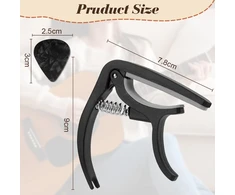 Aomig gitaros kapodasteris, gitaros kapodasteris su 6 mediatorių, derintuvu, gitaros priedais, kapodasteris, gitaros kapodasteris visiems instrumentams, elektrinei gitarai, bosinei gitarai, smuikui, ukulele (juodas)