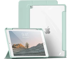 Aoub dėklas, skirtas ipad 9th/8th/7th generation 2021 2020 2019, smart folio dėklas su pieštuko laikikliu, skirtas ipad 9/8/7, apsauginis dėklas, skirtas i pad 10.2 colių, skaidrus galinis dangtelis, šviesiai žalias