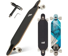 Apear ® longboard'as su užraktu ir T formos įrankiu, 100 kg, su pritvirtintu užrakto įtaisu, Abec 9 guoliai, suaugusiems, paaugliams ir vaikams