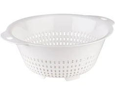 Aps 786 kiaurasamtis, virtuvinis koštuvas, skersmuo 27.5 cm, aukštis 12 cm, makaronų koštuvas, kiaurasamtis su ergonomiškomis įdubomis, baltas