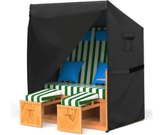Apsauginis uždangalas paplūdimio kėdei 135 x 105 x 175/140 cm, atsparus vandeniui, vėjui ir uv spinduliams, 600d oxford audinio uždangalas paplūdimio kėdei su vandeniui atspariu užtrauktuku ir ventiliacijos plyšiais