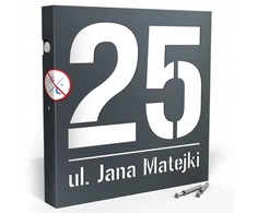 Apšviestas namo numeris adresinė lentelė led 30x30 cm antracito spalvos ral7016