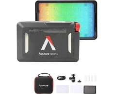 Aputure Mc Pro (rgb, 2,000k-10,000k) mini led panelinė lemputė - aliuminio korpusas su ip65, profesionalus optinis lęšis, itin ilgas baterijos veikimo laikas, integruoti šviesos efektai, magnetinis iš abiejų pusių