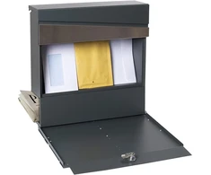 Arregui Armor E6905 dizainerio pašto dėžutė, pagaminta iš galvanizuoto plieno su laikraščio laikikliu, pašto dėžutė + laikraščių dėžutė, dydis M (din A4), moderni sieninė pašto dėžutė su apsauginiu atvartu, antracito pilka
