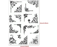 Arriettycraft gėlių kampinis antspaudas kortelių gamybai arba žurnalų rašymui, filigraninis kampinis gumos antspaudas Flourish Corner silikoninis antspaudas scrapbooking'ui, popieriaus amatams, dekoravimui