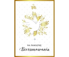 Atminimo dovana Sutvirtinimo sakramentui, atvirukas su linkėjimais, dekoruotas cirkoniu, dovana Dk1177