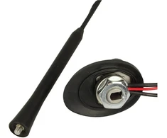 Audioproject A284 universali automobilinė antena 28 cm su pagrindu 16 V antenos stiprintuvu, 5 m maitinimo kabeliu, skirta automobilio stogui, automobilio radijui, suderinama su Vw Golf 4 5 6 Passat Polo Audi Opel Corsa Astra Ford Bmw Mini