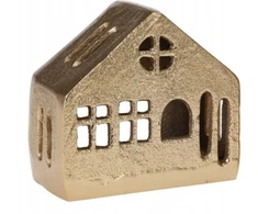Auksinis metalinis žibintas namelis 8,5 cm