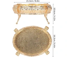 Auksinis serviravimo padėklas, metalinis desertų padėklas, torto laikymo dubuo, vaisių užkandžių saldainiai, dekoratyvinė lėkštė vestuvėms, namams, gimtadienio vakarėliui