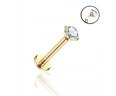 Auksinis titano labretas su cirkoniu 1.2/8/2 mm
