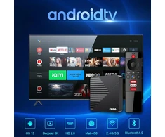 Ausinės Rupa Android Tv Box 11.0, 2024 Smart Tv Box 2gb Ram 16gb Rom Palaiko Hdr10.0 Wifi5 Dolby, Chromecast, Hulu, Netflix, Prime Video, Disney+ su nuotolinio valdymo pulteliu balsu, baltas