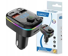 Automagnetola Bluetooth Fm Mp3 transmiteris su įkrovikliu ir audio grotuvu: Rgb Led Usb-c