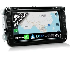 Automagnetola Joyx android 10 automobilinis radijas, tinkamas vw passat/golf/skoda/seat - 4g + 64g - įmontuotas dsp carplay android car - galinio vaizdo kamera canbus free - 8 colių - su dab vairo valdymu 4g wifi