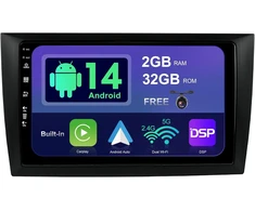 Automagnetola Sxauto android 14 ips automobilinis radijas vw golf 6 (2008-2016) - integruotas carplay android auto - atbulinės eigos kamera nemokamai - 2g + 32g - vairo valdymas dab greitas įkrovimas wifi bluetooth - 2 din 9 colių