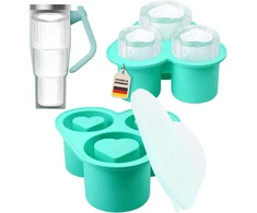 Avaloy Stanley Cup ledo kubelių padėklo priedai, daugiafunkcinė ledų puodelio forma, skirta Stanley Cup ledo kubeliams, skirta 40 oz gertuvei, silikoninis ledo kubelių padėklas su dangteliu ir konteineriu