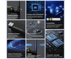Avatto Zigbee 3.0 Usb Dongle Plus universalus Zigbee Gateway Hub Ti Cc2652p + Cp2102n Zigbee Usb raktas maršrutizatorius/koordinatorius, skirtas Zha Home Assistant arba Zigbee2mqtt, Open Hab ir kt.