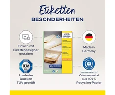 Avery Zweckform Lr3427 perdirbtos etiketės (800 adresų etikečių, 105 x 74 mm ant A4 formato lapo, 100 % perdirbtas popierius, spausdinamos siuntimo etiketės, lipnios siuntimo etiketės), 100 lapų, balta