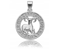 Avinas, zodiako ženklas, sidabrinis apvalus pakabukas moterims ir vyrams