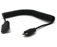Awaduo standartinis hdmi 2.0 į mini hdmi kabelis, ultra cord hdmi female į mini hdmi spyruoklinis kabelis 4k @ 60hz, palaiko kamera/planšetinį kompiuterį/nuc rinkinį (1.8m)