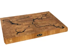 B4k® ąžuolinė pjaustymo lenta 45 x 30 x 4 cm Lichtenberg Blitze dizainas, aukščiausios kokybės galinių rievių medinė lenta su rankenomis, rankų darbo pjaustymo lenta ir tausojanti peilius
