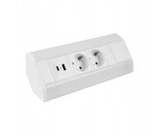 Baldinis lizdas 2 x 230v 2 x Usb Corner Box baltas