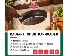 Ballarini Bari keptuvė, 28 cm, aliuminis, keraminė danga, įbrėžimams atspari danga, keraminė keptuvė visoms kaitlentėms, tinka indukcinėms viryklėms, pagaminta Italijoje, juoda/pilka