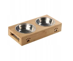 Bamboo Pet dvigubas dubuo su animaciniu paveikslėliu, apsaugantis nuo slydimo, lengvai valomas