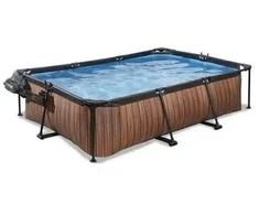 Baseinas Exit Woodpool stačiakampis 300x200x65 cm su filtruojančiu siurbliu, rudas