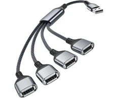 Basesailor Usb skirstytuvas, 4 prievadai 0.3m 4 viename Type A Male į Female skirstytuvas nailoninis daugiafunkcinis kabelis daugia lizdų ilgiklis šakotuvas įkroviklis, skirtas Mac Pc Tv automobiliui Ps4 Ps5 XBOX