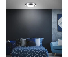 Basic led sieninis ir lubinis šviestuvas | skersmuo 50 cm | 5500 lm | lubinis šviestuvas su juodu rėmu ir cct (3000–6500 k) | reguliuojamas nuotolinio valdymo pulteliu | 36 w | pagamintas iš metalo/plastiko | juodos/baltos spalvos
