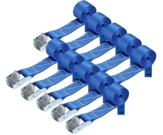 Bb Sport tvirtinimo diržas, įtempimo diržas, apkrova iki 250 kg, din en 12195-2, tvirtinimo diržo spaustukas, mėlynas, įvairaus ilgio, 10 vnt., 2,5 cm x 1 m