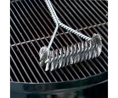 Bbq trišakis trikampis grilio šepetys 30 cm nerūdijančio plieno juodas