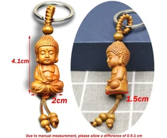 Behone buddha raktų pakabukas, 2 vnt., mažas buddha raktų pakabukas, medinė buddha dekoracija
