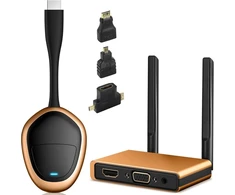 Ausinės Belaidis hdmi siųstuvas ir imtuvas 4k, 5g hd hdmi belaidis imtuvas 164ft/50m, belaidis hdmi siųstuvas palaiko garso ir vaizdo įrašus iš mac/tabletės/pc/kameros/ps4/5 į hdtv/projektorių/monitorių, oranžinis