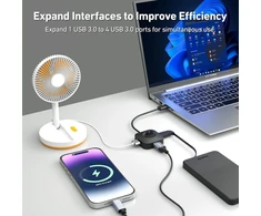 Benfei 4 prievadų usb 3.0 šakotuvas, usb skirstytuvas 5 gbps usb kelių jungčių usb a skirstytuvas, skirtas pelei, klaviatūrai, atmintinei, u diskui, spausdintuvui, suderinamas su nešiojamuoju kompiuteriu, stacionariu kompiuteriu, XBOX ps5 ir meh