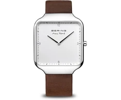 Bering Max René Collection vyriškas kvarcinis laikrodis su nerūdijančiu plienu ir safyriniu stiklu 15836-504 - 3 Atm, rudas/sidabrinis, 36 mm